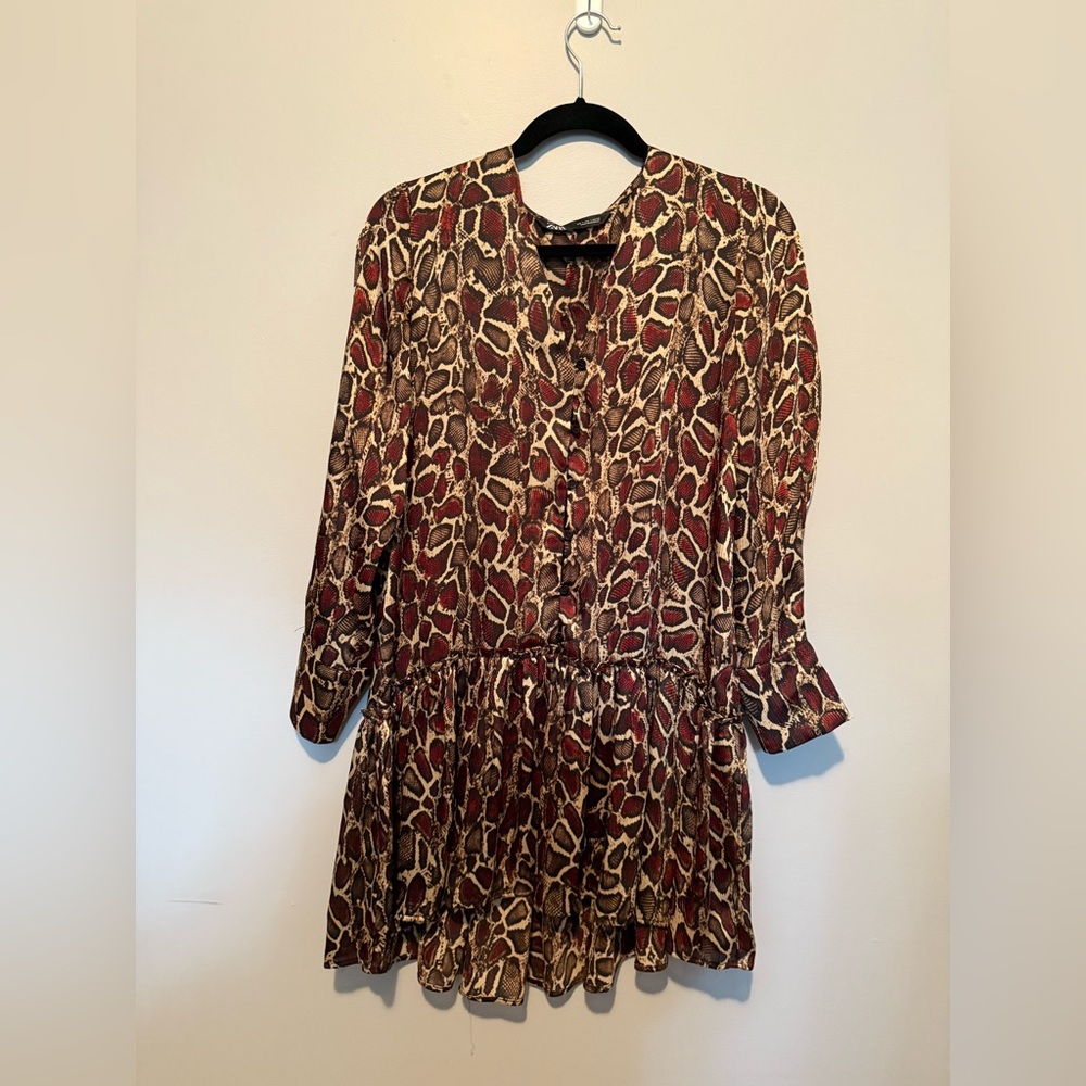Multicolor Snake Print Tiered Mini Dress